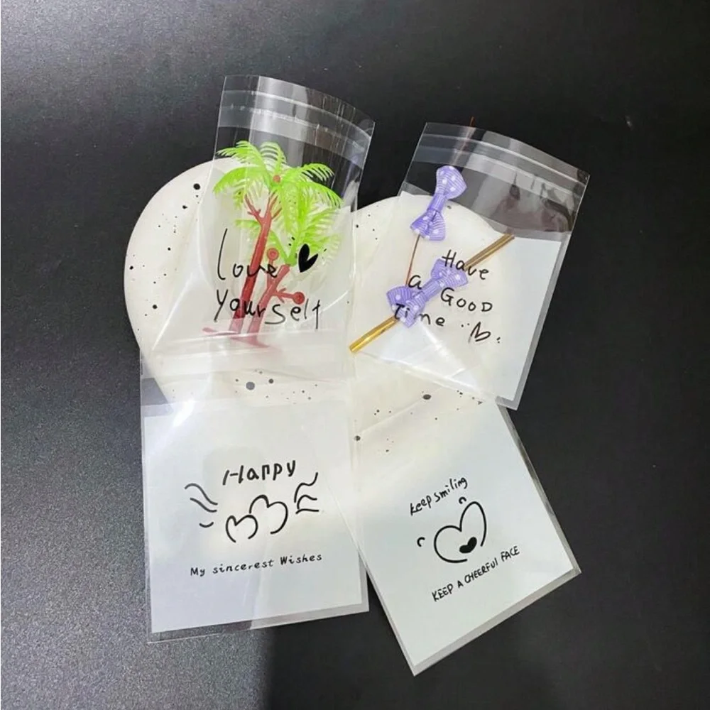 Cute Transparent Gift Small Bags with Positive Messages (50 pack)